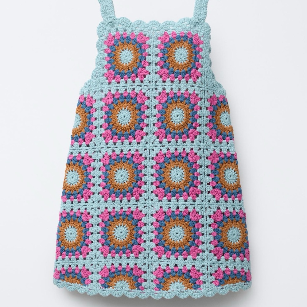 Zara Kids Crochet Dress with Colorful Squares
